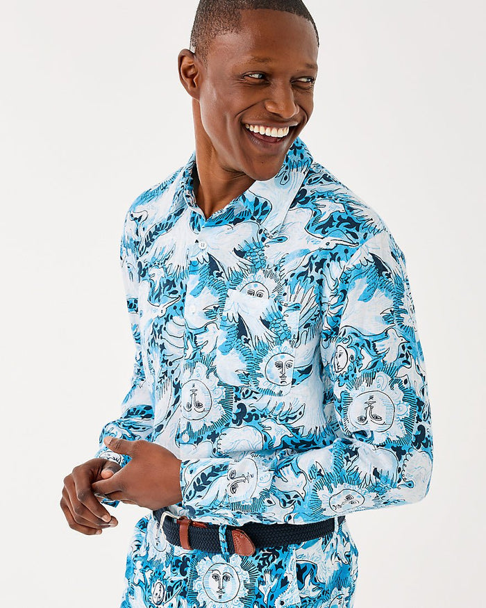Lilly Pulitzer - Mens Stuff Addison Shirt - Bellevue Blue Lilly Gulls