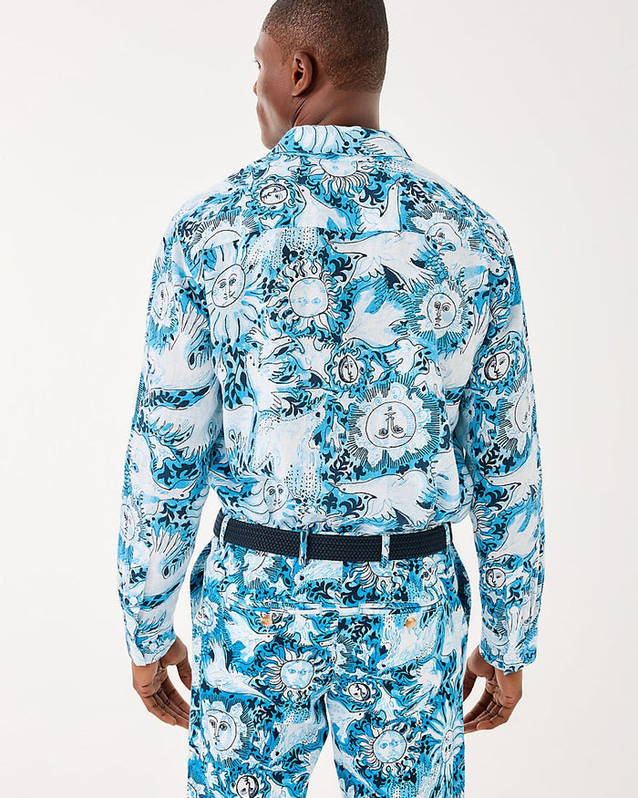 Lilly Pulitzer - Mens Stuff Addison Shirt - Bellevue Blue Lilly Gulls