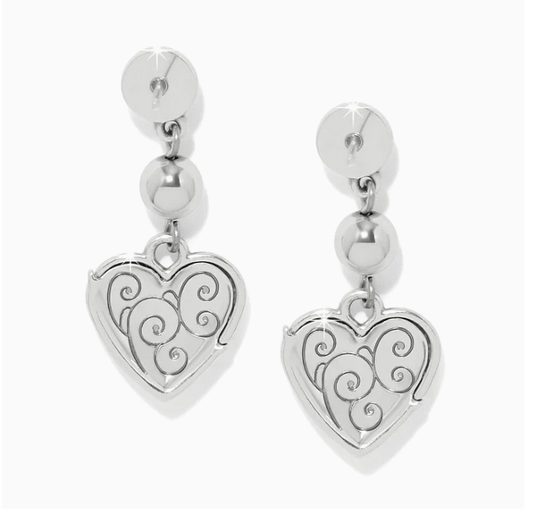 Meridian Petite Heart Wave Silver Post Earrings