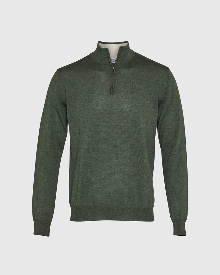 Merino Wool Mock Zip - Men's Knitwear at Menzclub