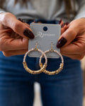 Metallic and Glass Beaded Circle Drop Earrings Trendy Wholesale