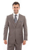 Mid. Taupe 3-PC Slim Fit Stretch Suits For Men - Giorgio's Menswear