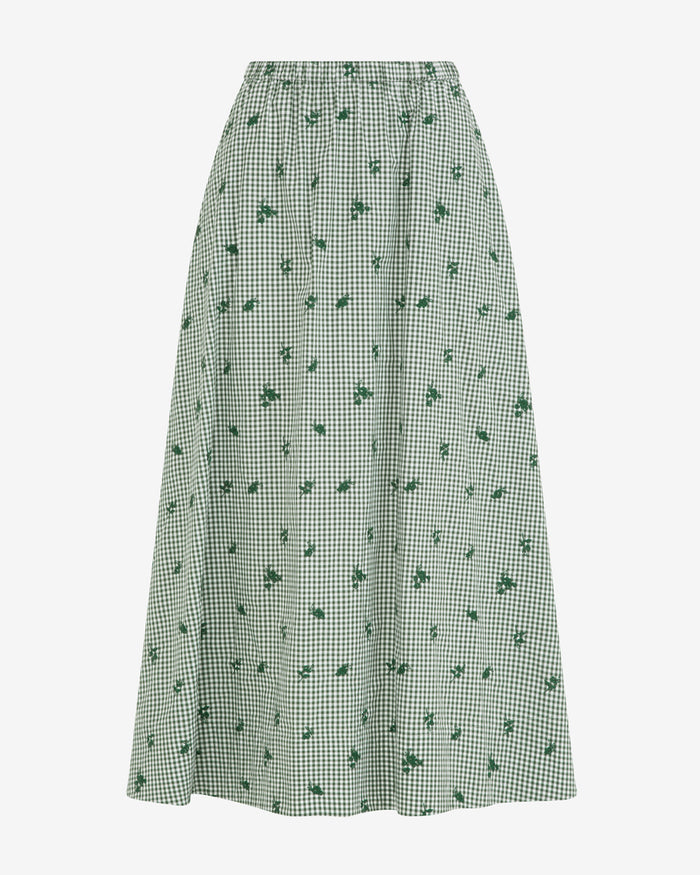 Midi Skirt in Green Gingham