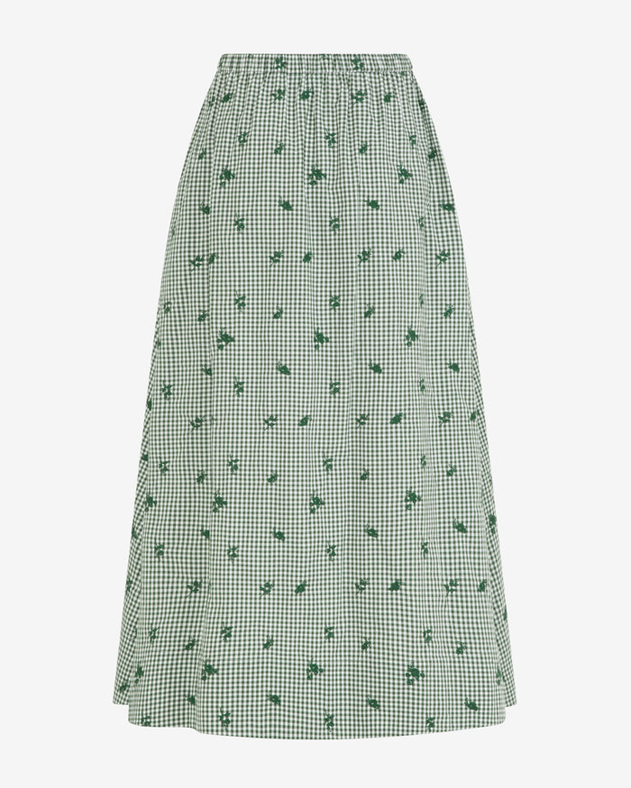 Midi Skirt in Green Gingham