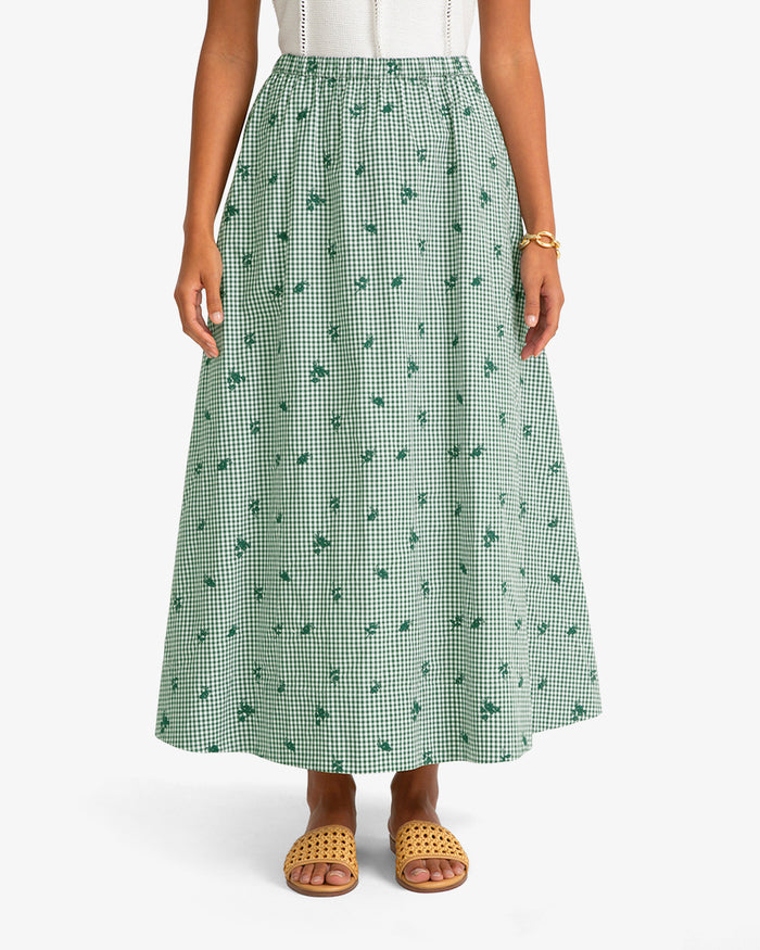 Midi Skirt in Green Gingham