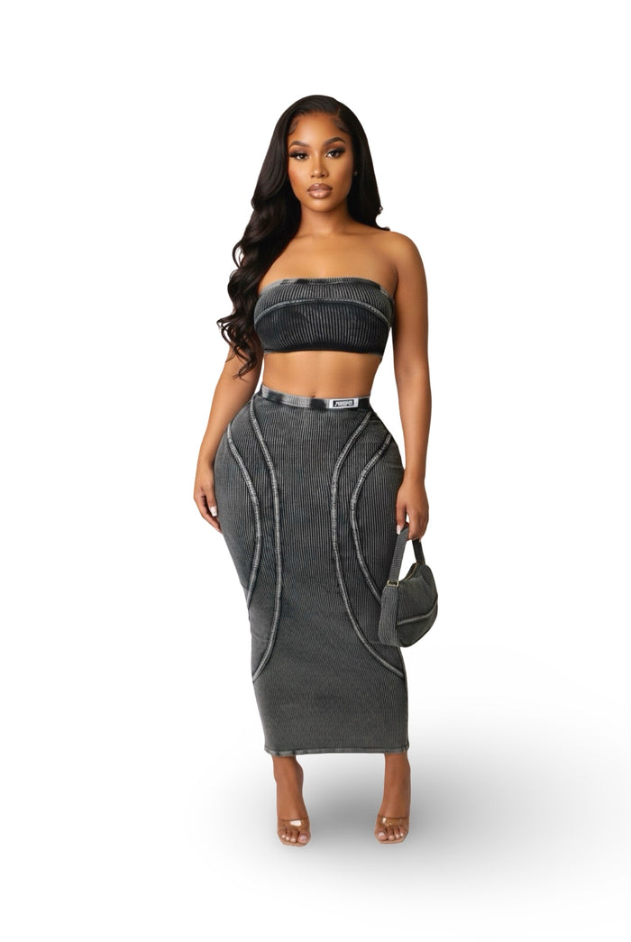 Mineral Wash Front Cut Out Bodycon Maxi Dress - I Got Things To Do