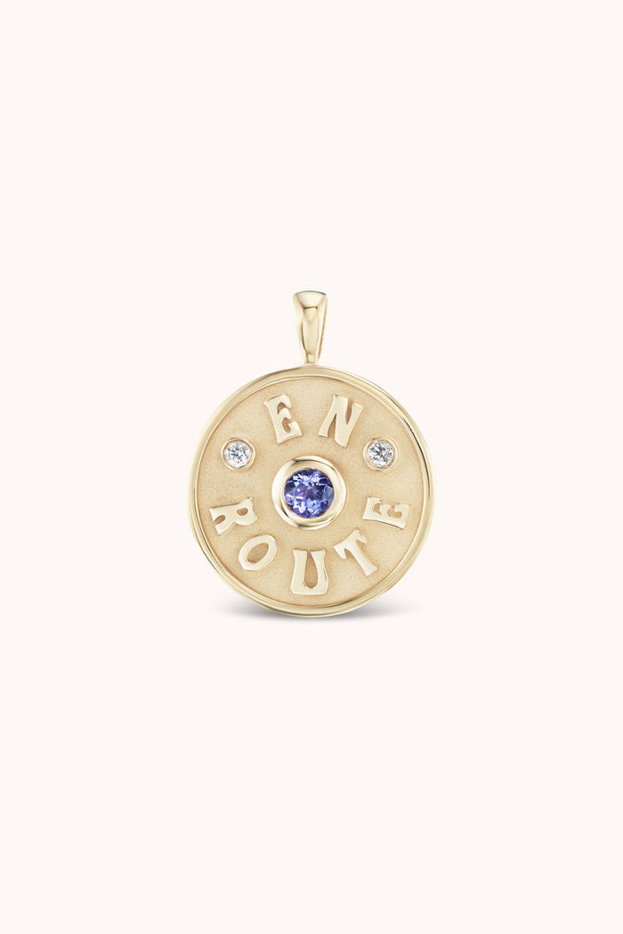 Mini En Route Charm - Tanzanite 14k Yellow Gold