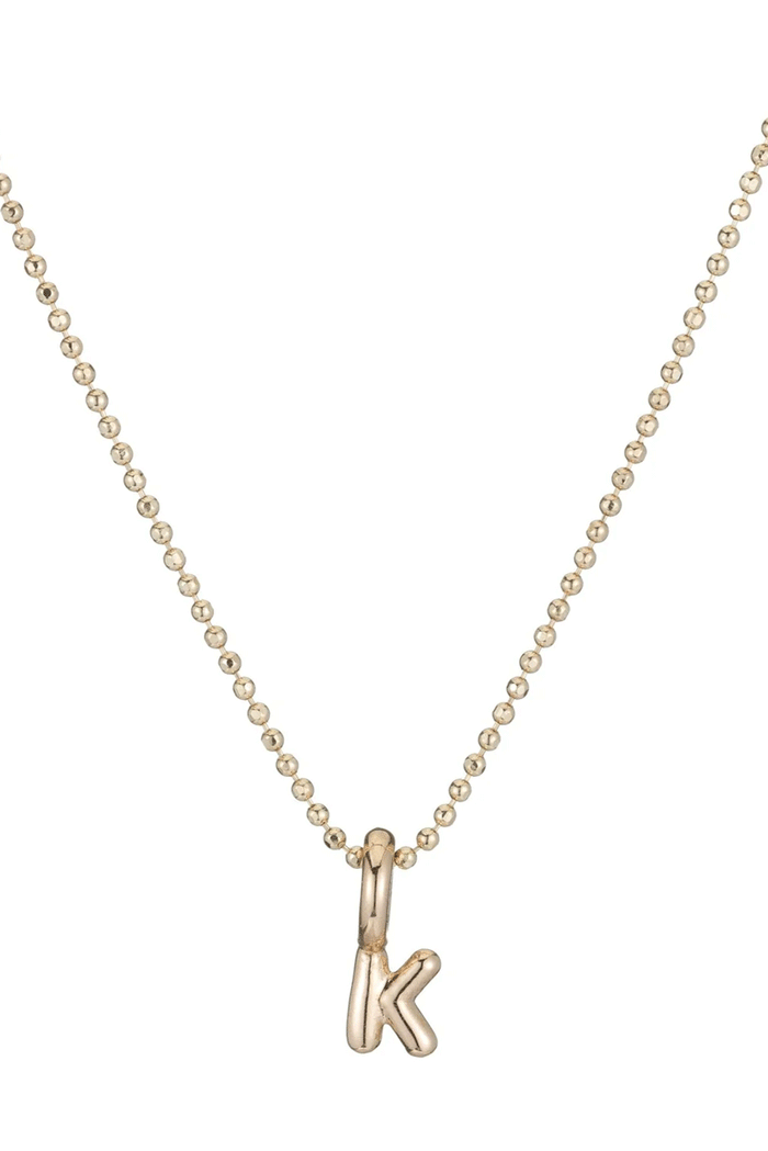 Mini Helium Initial Charm - 14k Yellow Gold