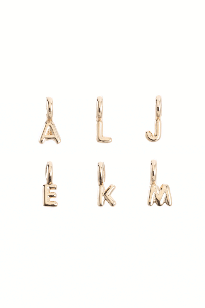 Mini Helium Initial Charm - 14k Yellow Gold