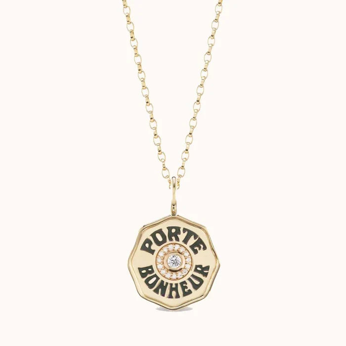Mini PB White Diamond Halo Charm - White Diamond Yellow Gold