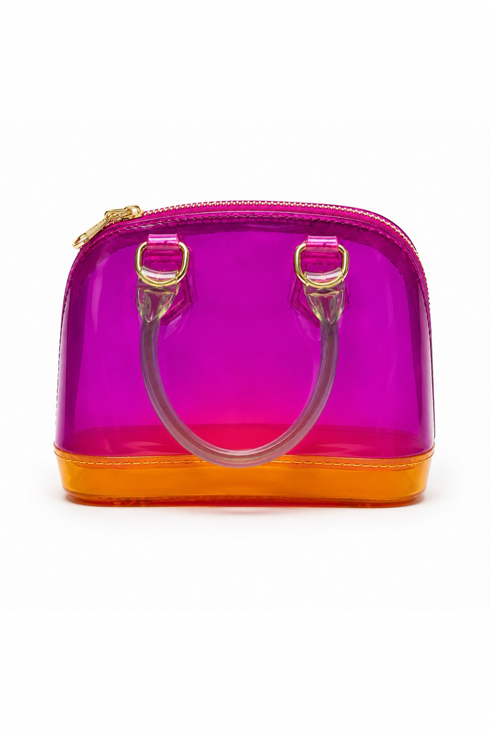 Mint Condition - Color Block Jelly Top Handle With Shoulder Strap Clutch Purse