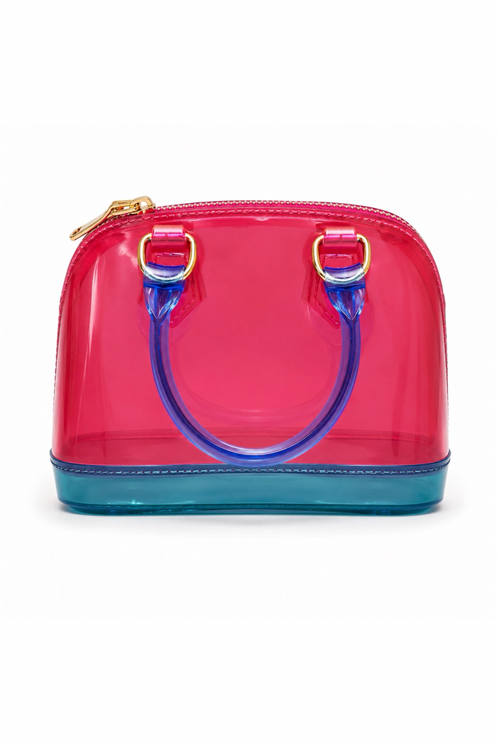 Mint Condition - Color Block Jelly Top Handle With Shoulder Strap Clutch Purse
