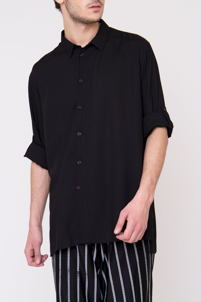 Mohamad Cotton Glaze Black Shirt