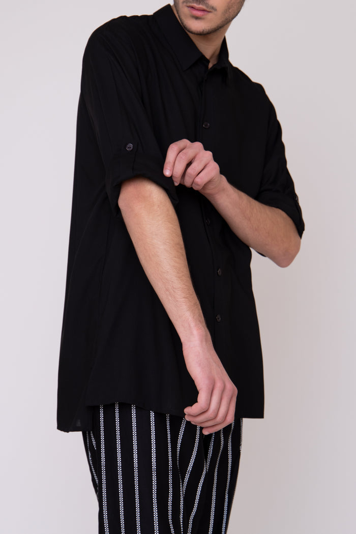 Mohamad Cotton Glaze Black Shirt