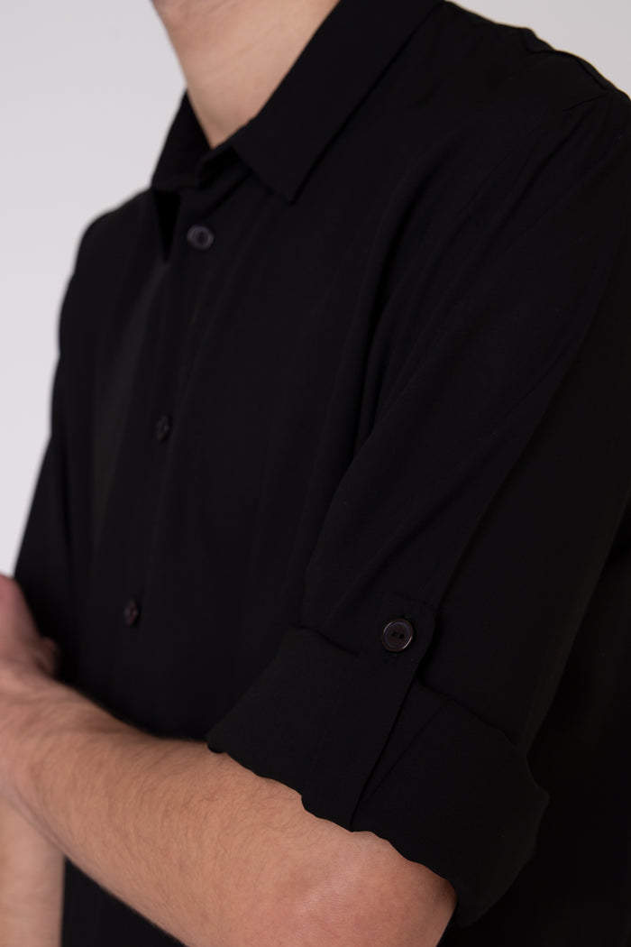 Mohamad Cotton Glaze Black Shirt