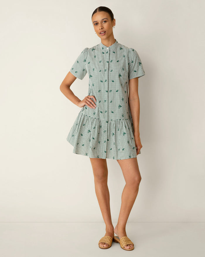 Molly Mini Dress in Green Gingham