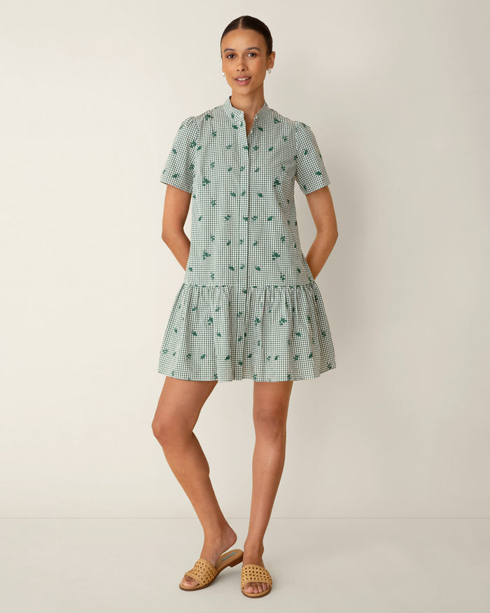 Molly Mini Dress in Green Gingham
