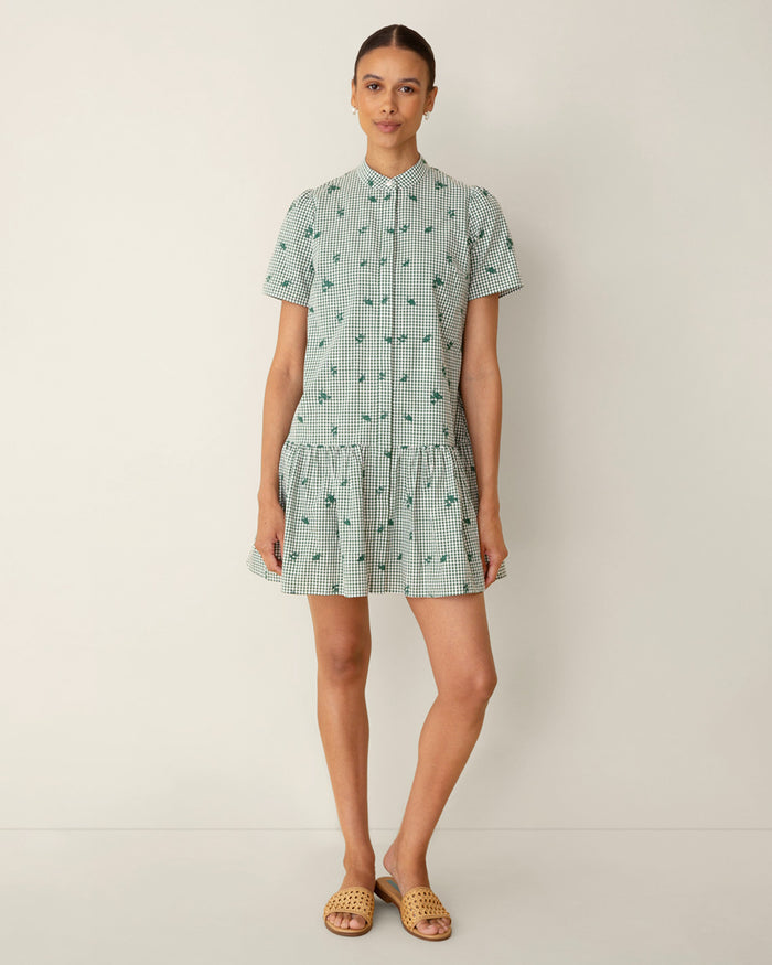 Molly Mini Dress in Green Gingham