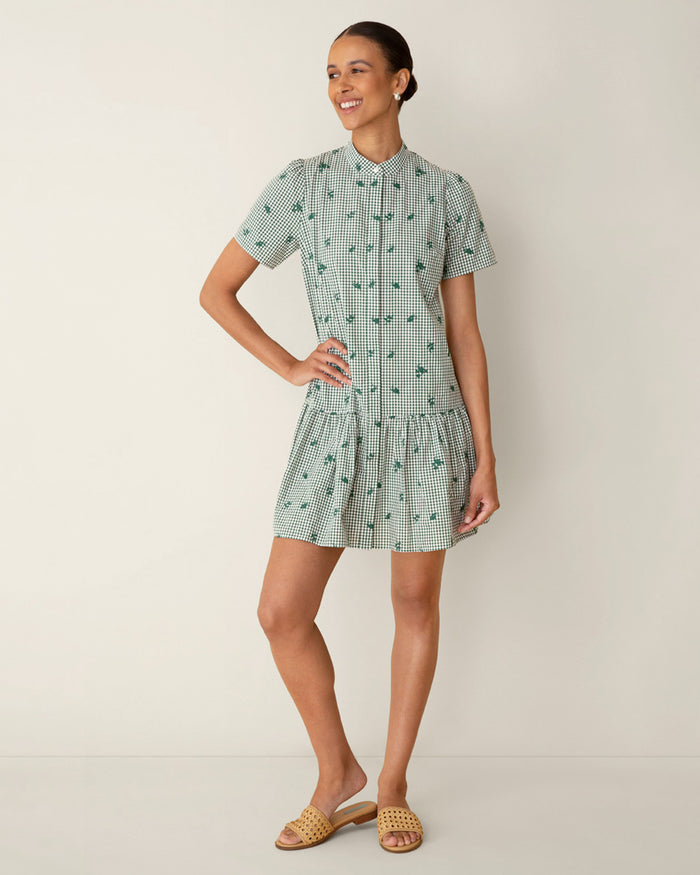 Molly Mini Dress in Green Gingham