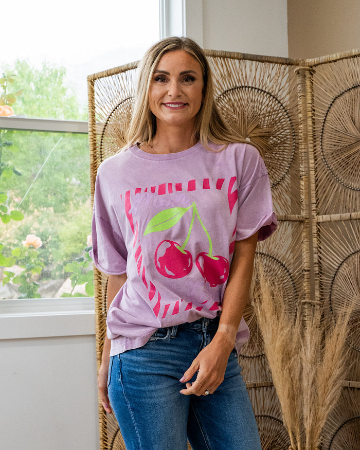 Mon Cheri Coquette Lavender Mineral Wash Tee Zutter