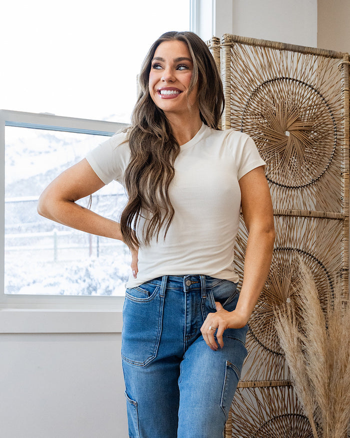 Mono B Essential Micro Ribbed Top - Color Options Available! Mono B White