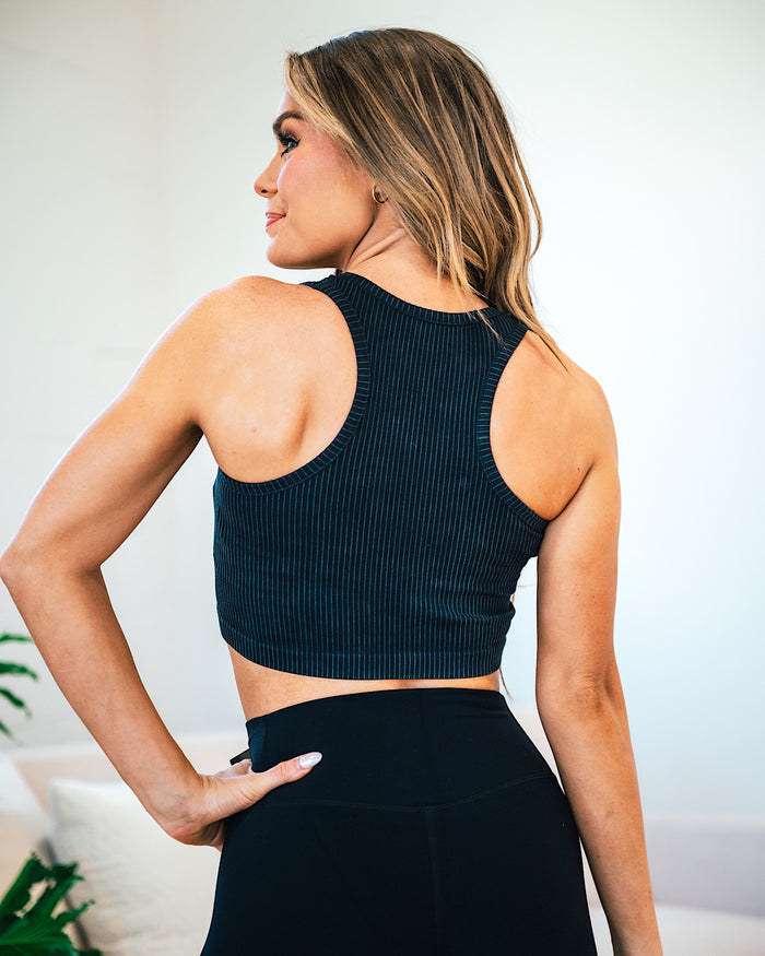 Mono B Ribbed Crop Tank - Black FINAL SALE  Mono B