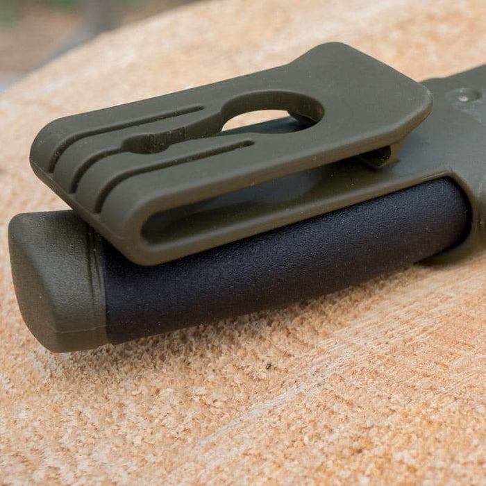 Morakniv Companion Heavy Duty OD Green with belt clip, durable survival gear, custom kit builds, best industry brands, A Way Through the Wilderness