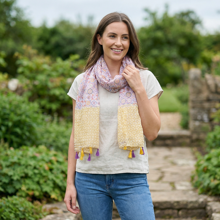 Mosaic Tiles Scarf - Yellows (80x180cm)