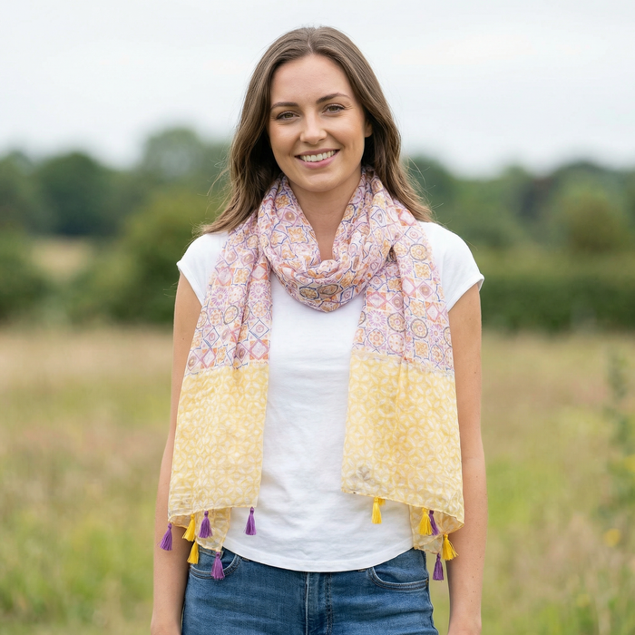 Mosaic Tiles Scarf - Yellows (80x180cm)