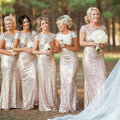 Most Popular Mermaid Short Sleeve Sequin Long Bridesmaid Dresses, WG04