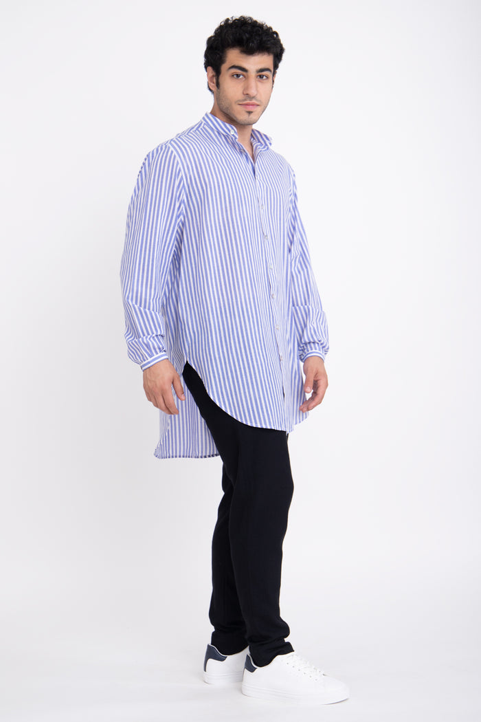 Mounir Striped Blue Shirt