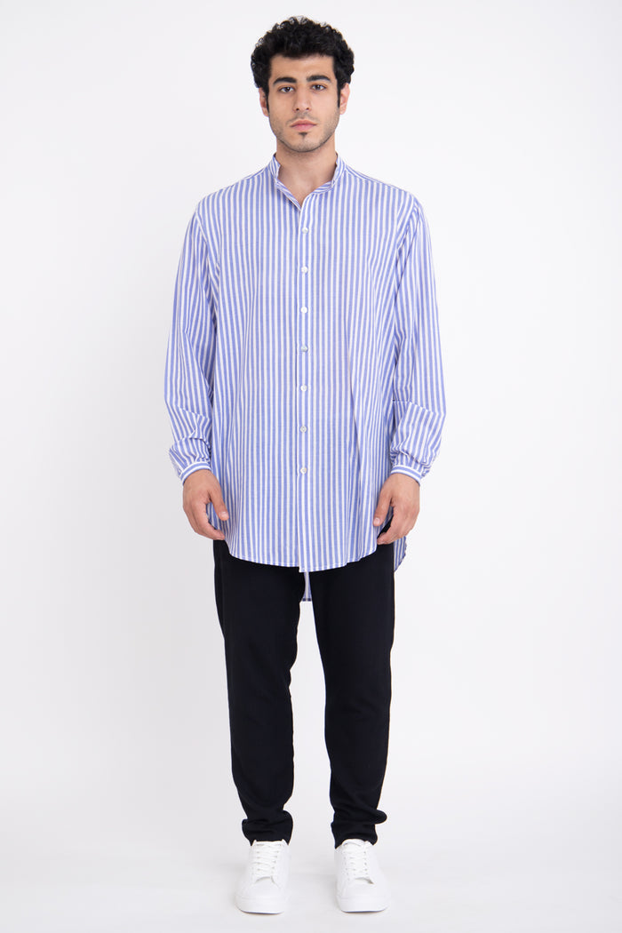 Mounir Striped Blue Shirt