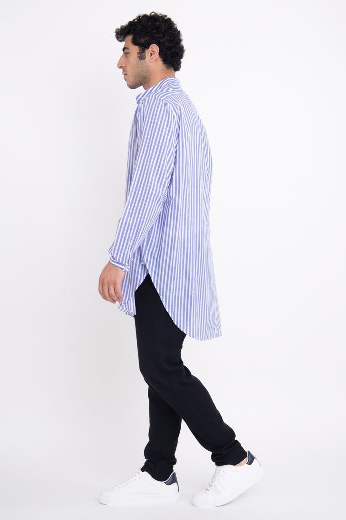 Mounir Striped Blue Shirt