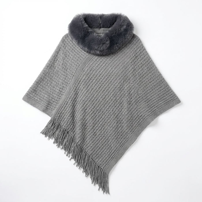 Musala - Knitted Silver Thread Poncho - Grey