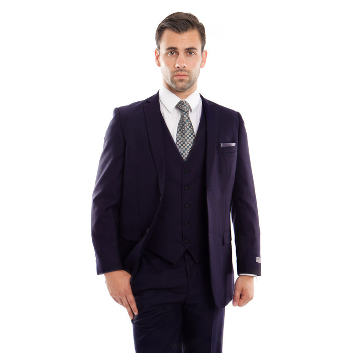 Navy 3-PC Slim Fit Stretch Suits For Men - Giorgio's Menswear