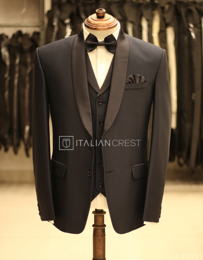 Navy Blue 3-Piece Tuxedo Suit