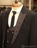 Navy Blue Jacquard 5pc Wedding Suit