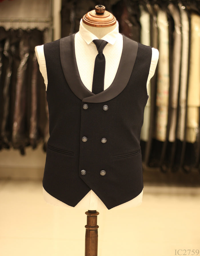 Navy Blue Jacquard 5pc Wedding Suit
