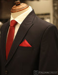 Navy Blue Wool Feel Peak Lapel Suit