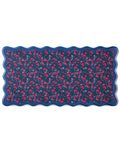 Navy Field Flowers Scallop Edge Kitchen Mat