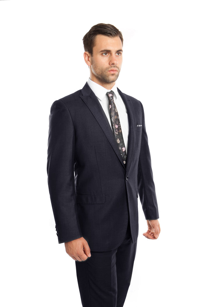 Navy Solid 2-PC Slim Fit Performance Stretch Suits For Men - Giorgio's Menswear