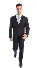 Navy Solid 3-PC Slim Fit Stretch Suits For Men - Giorgio's Menswear