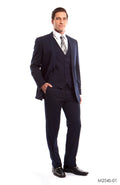 Navy Solid 3-PC Slim Fit Suits For Men - Giorgio's Menswear
