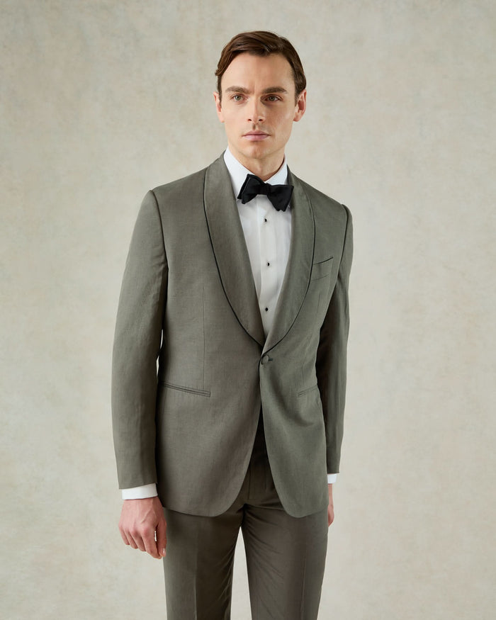 Neumann Linen Silk Evening Jacket Khaki
