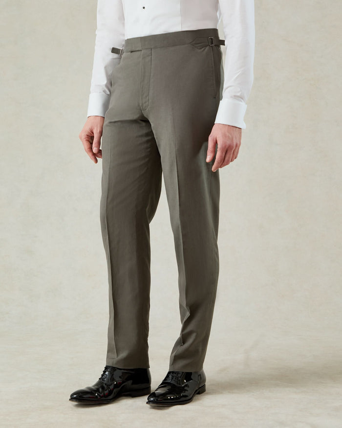 Neumann Silk Linen Dinner Trouser Khaki