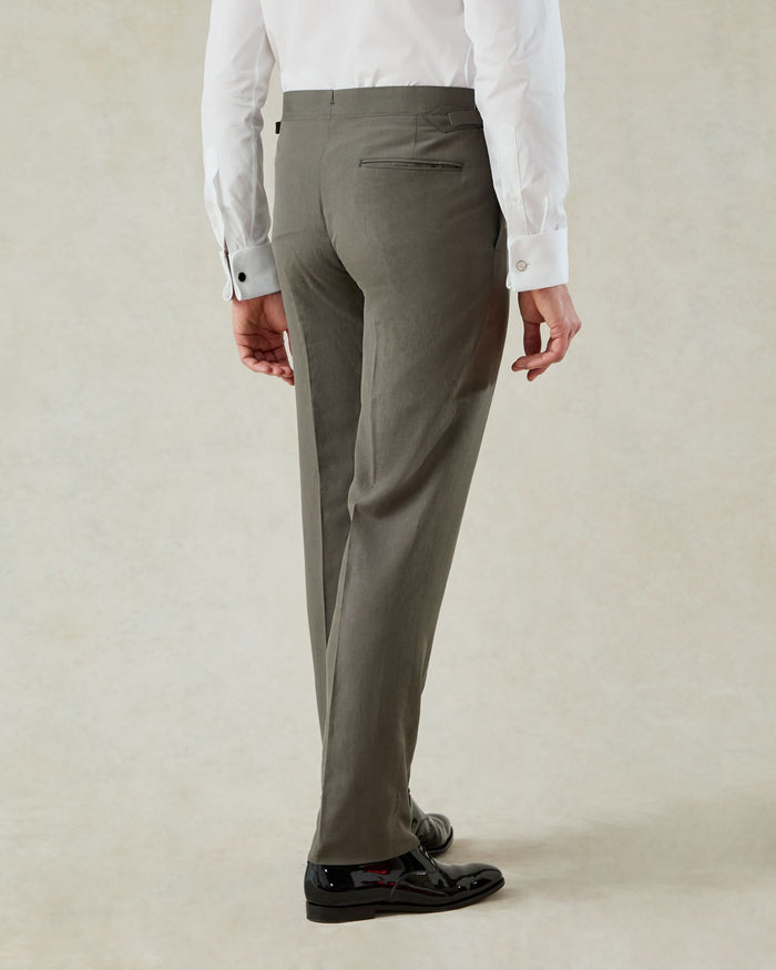 Neumann Silk Linen Dinner Trouser Khaki