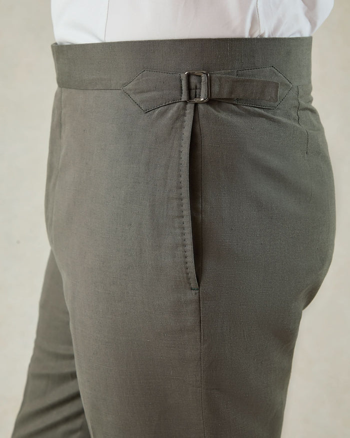 Neumann Silk Linen Dinner Trouser Khaki