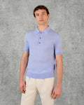 Noel Merino Wool Textured Polo Shirt Light Blue