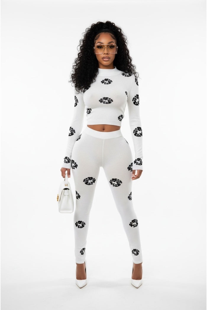 Not Even Trying - Matching Long sleeve Spotted Print Pants Set
