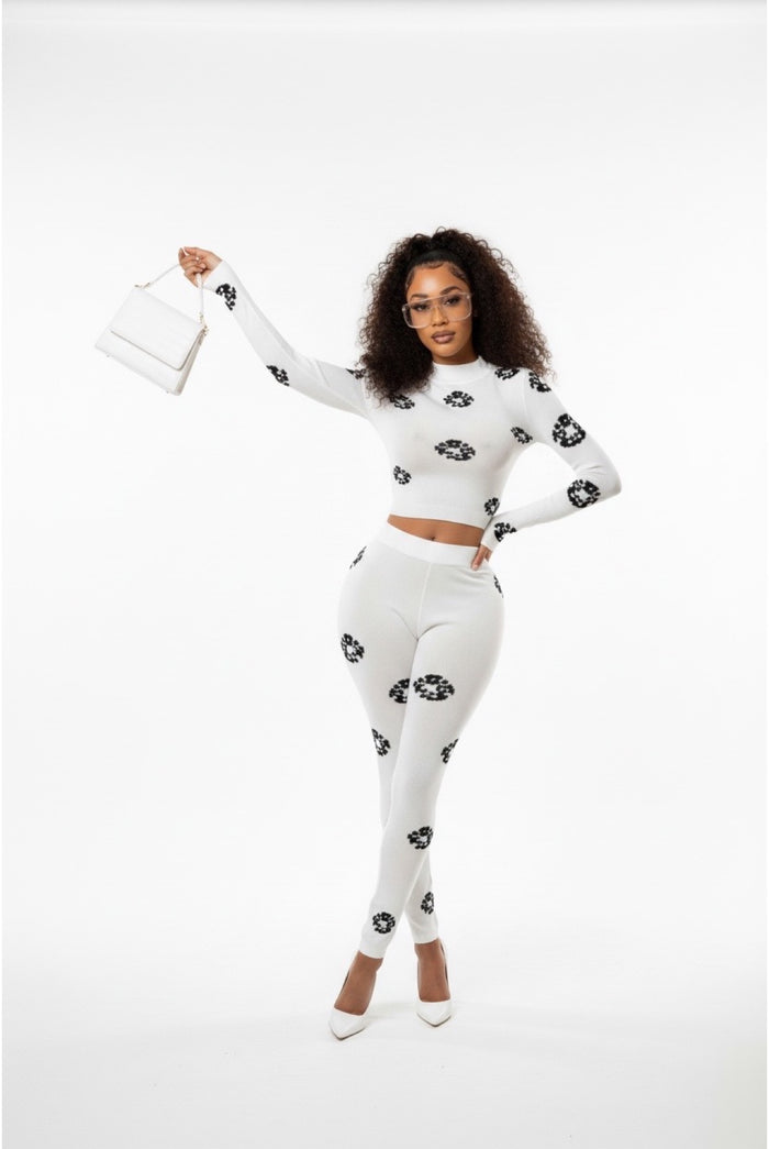 Not Even Trying - Matching Long sleeve Spotted Print Pants Set